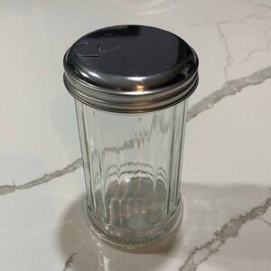 Vintage Halco USA Clear Glass Silver Top Diner Sugar Pouring Dispenser